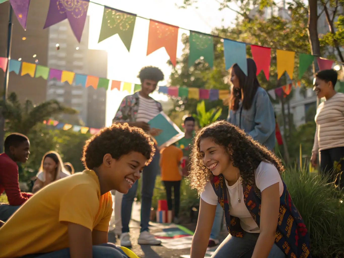 A vibrant image of a community event at Port Dieu, featuring local artisans, food vendors, and families enjoying cultural performances, highlighting the community engagement and festive atmosphere.