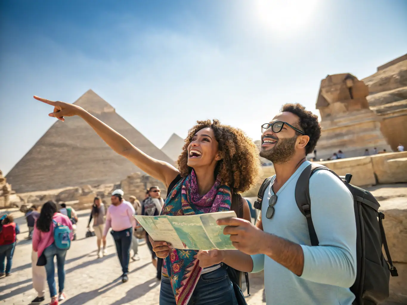 A group of diverse individuals participating in a guided historical tour of Port Dieu, with the ancient stone buildings and lush landscape serving as a backdrop, emphasizing the educational and community aspects of the activity.